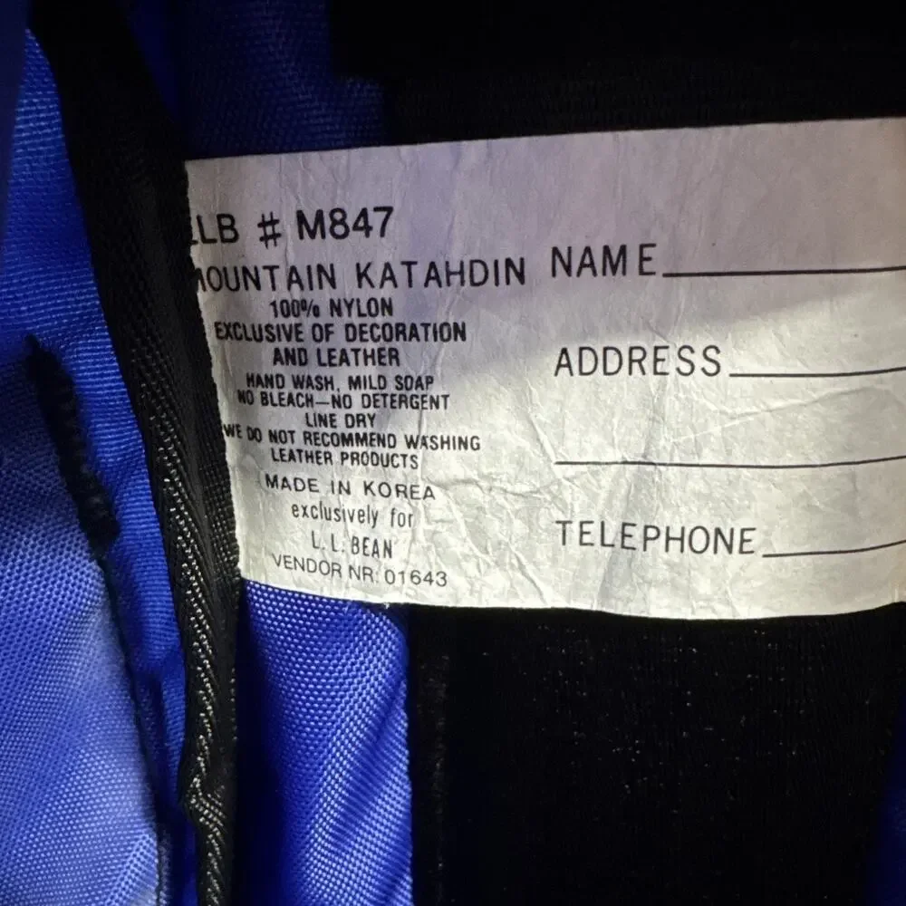 Vintage L.L.Bean Mountain Katahdin Backpack M847 Blue Hiking Gorpcore Hiking